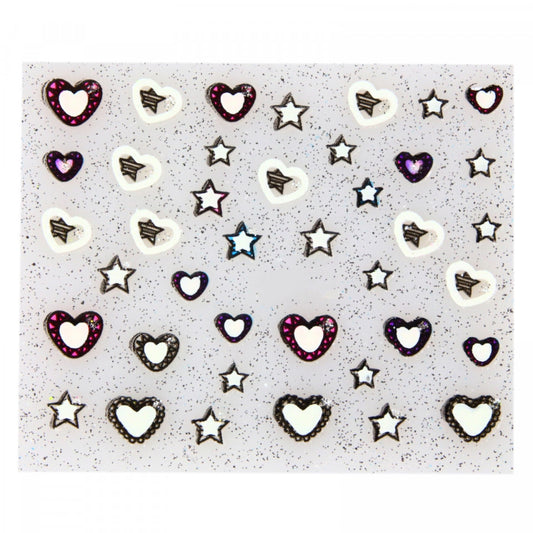 Stickere pentru decor unghii, 3D, Inimioare, Stelute, EHB-017, Multicolor