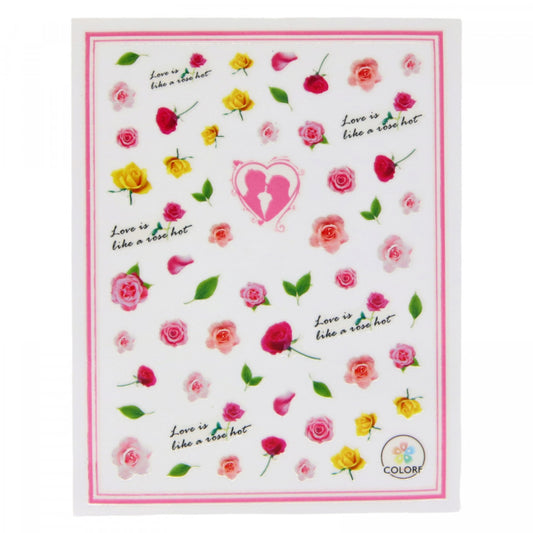 Stickere pentru decor unghii, 3D, Love is like a rose, CA-234, Multicolor