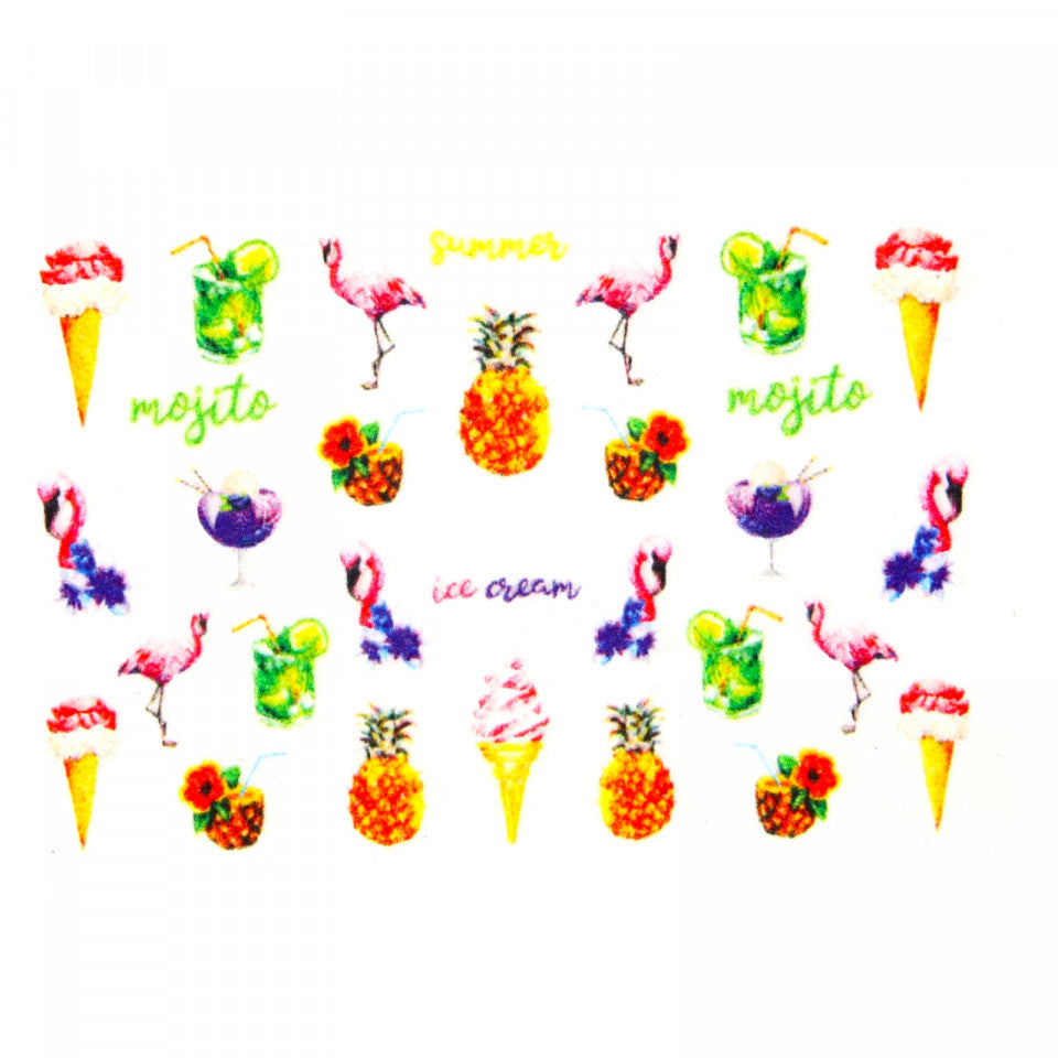 Stickere pentru decor unghii, 5D, Dulce vara, MG19-51, Multicolor