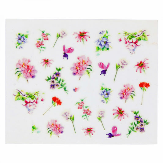 Stickere pentru decor unghii, 5D, Flori E724, Multicolor