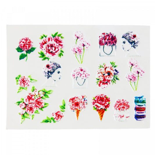 Stickere pentru decor unghii, 5D, Flori, MG19-01, Multicolor