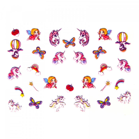 Stickere pentru decor unghii, 5D, Unicorn, MG19-30, Multicolor