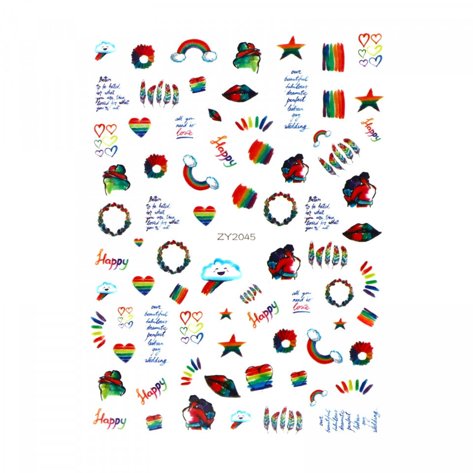 Stickere pentru decor unghii, Curcubeu, ZY2045