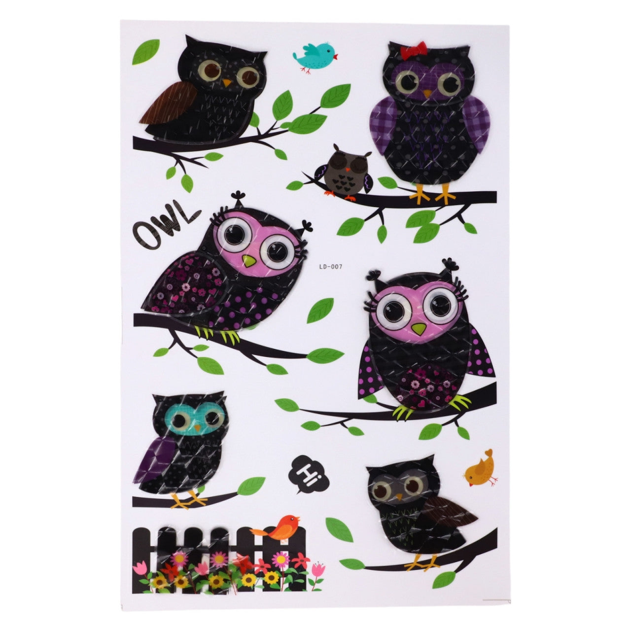 Stickere pentru perete, Bufnita, LD-007, 50 cm, Multicolor