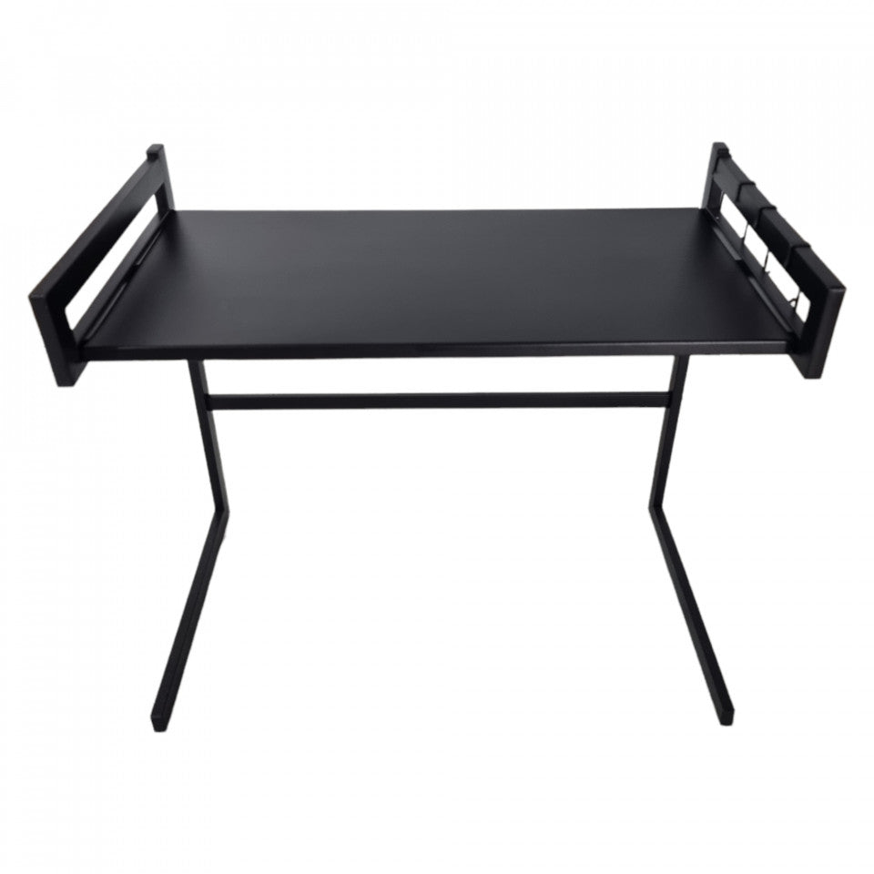 Suport cuptor microunde, raft cu etajera, 60 x 33.5 x 49 cm, Negru