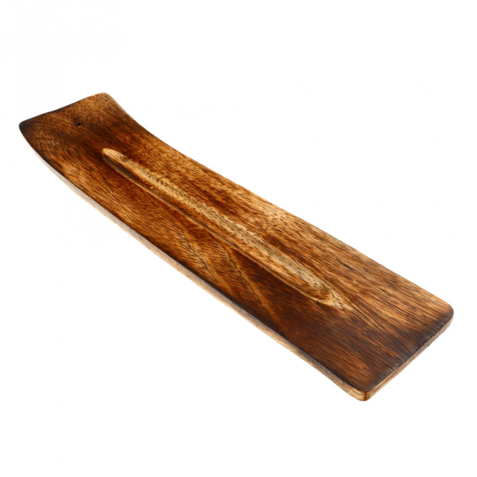 Suport pentru betisoare parfumate, din lemn, Feng Shui, 28 x 7 cm, Maro