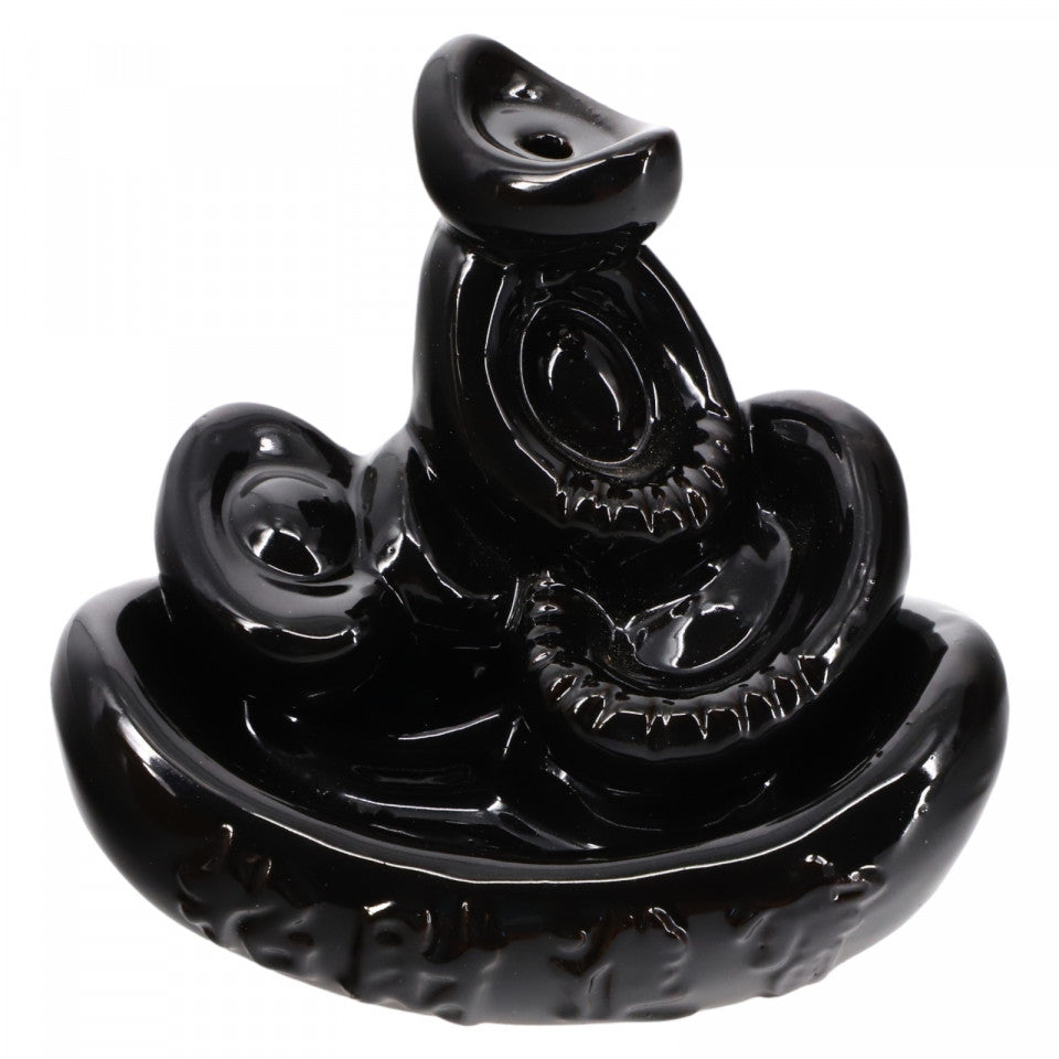 Suport pentru conuri parfumate, aromaterapie, cu efect cascada, Backflow, Feng Shui, NO4268, 9.5 x 10.5 cm, Negru