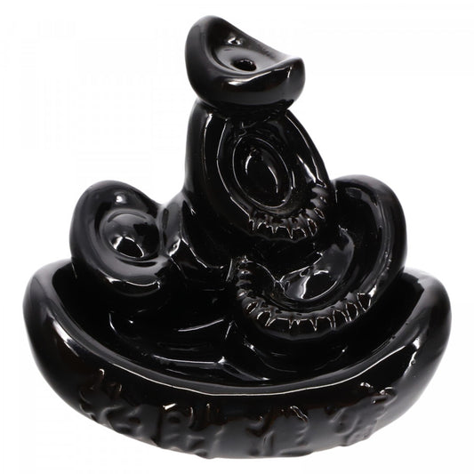 Suport pentru conuri parfumate, aromaterapie, cu efect cascada, Backflow, Feng Shui, NO4268, 9.5 x 10.5 cm, Negru