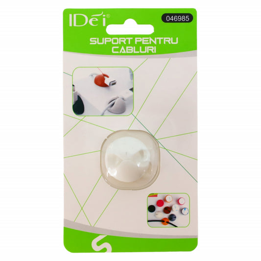 Suport universal cabluri pentru masina sau birou, banda dublu adeziva, NO855, Alb