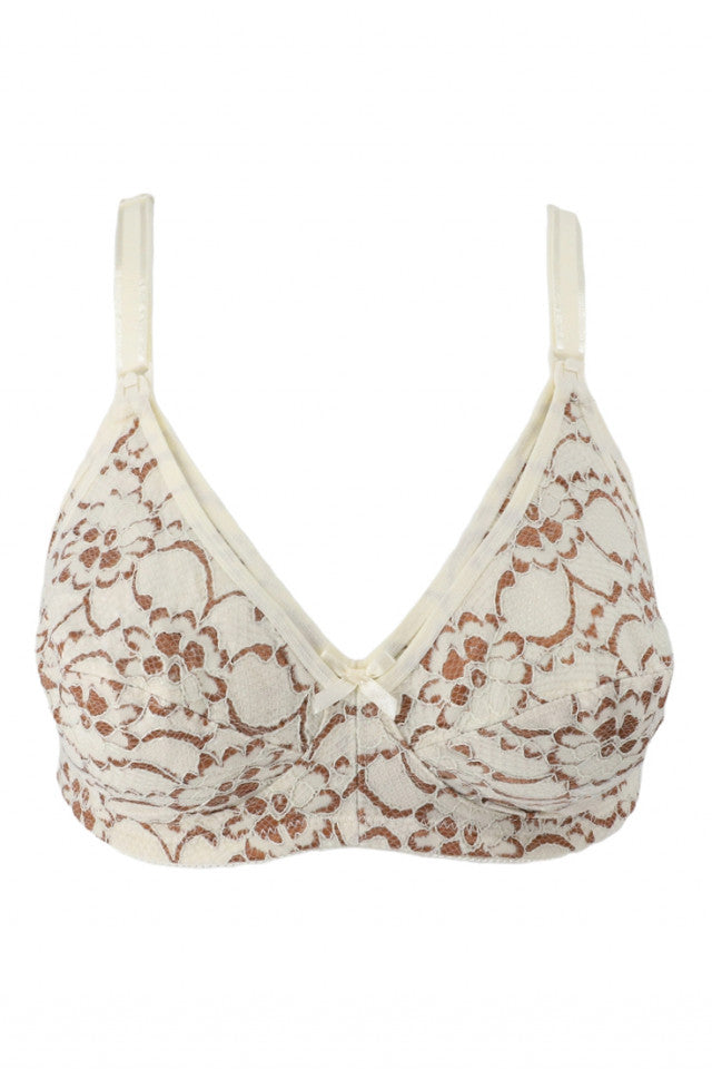 Sutien dama, pentru alaptat, 94% Bumbac, dantela, NO9114, 80 D, Bej
