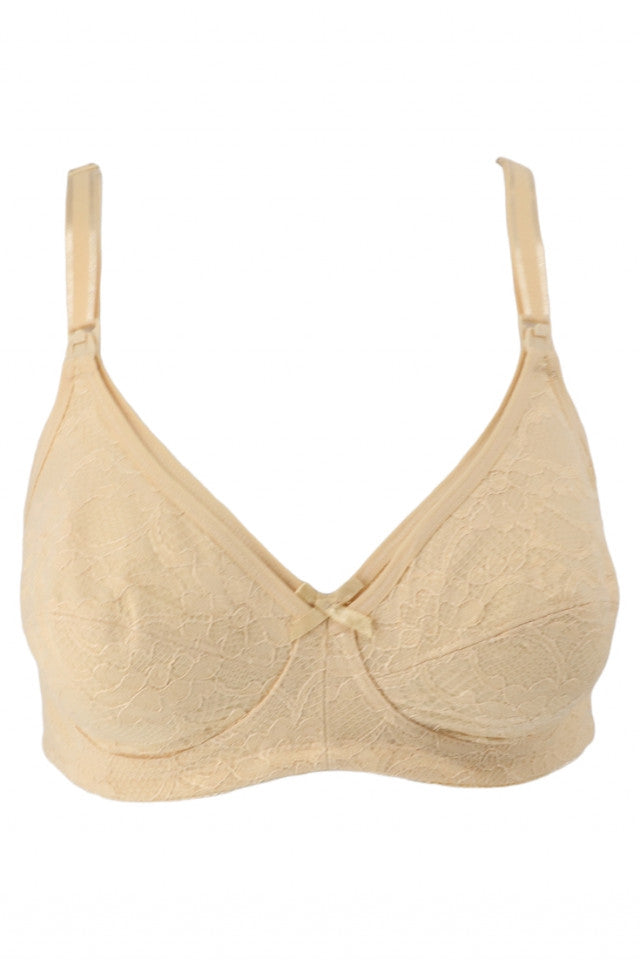 Sutien dama, pentru alaptat, 94% Bumbac, dantela, NO9114C, 80 D, Bej