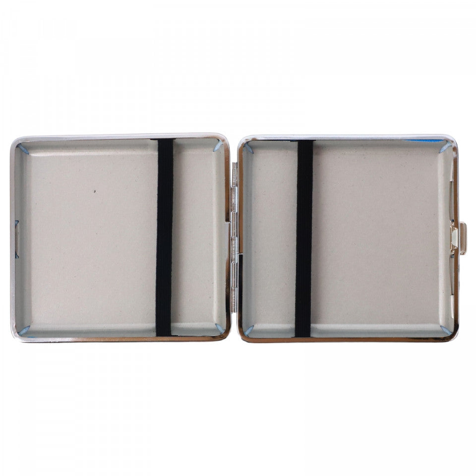 Tabachera metalica, NO354, 10 x 9.2 cm, Albastru