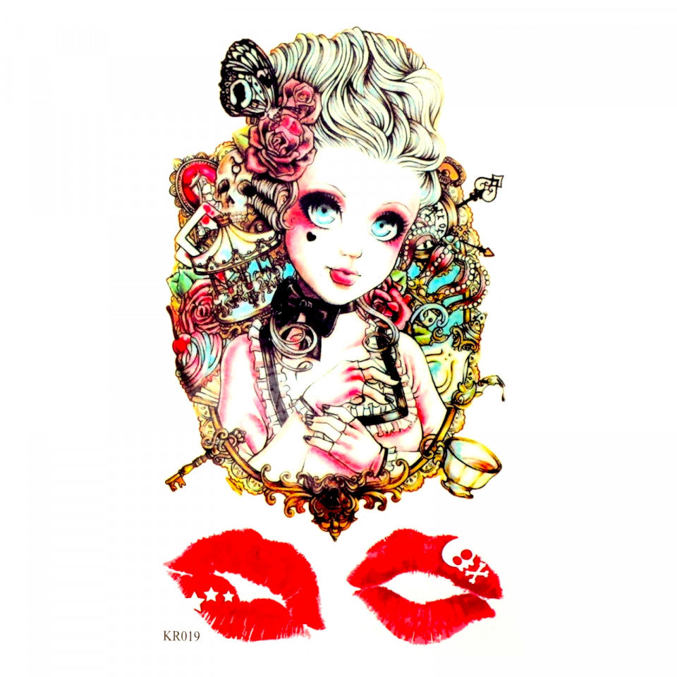 Tatuaj temporar, Frumoasa din oglinda, KR019, 9.5 x 17 cm, Multicolor