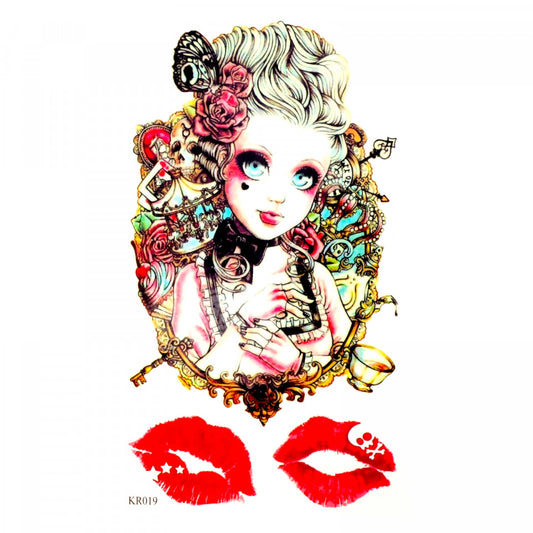 Tatuaj temporar, Frumoasa din oglinda, KR019, 9.5 x 17 cm, Multicolor