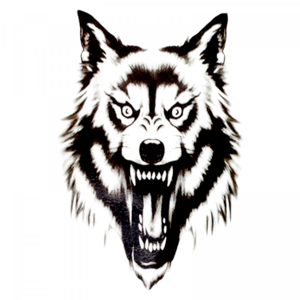 Tatuaj temporar, Lupul fioros, WS045, 9.5 x 14 xm, Negru