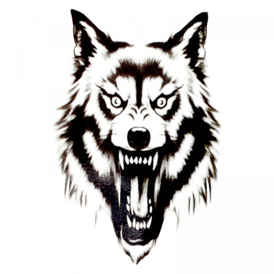 Tatuaj temporar, Lupul fioros, WS045, 9.5 x 14 xm, Negru