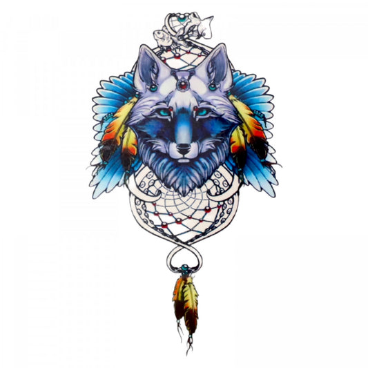 Tatuaj temporar, Lupul visator, KR162, 9.2 x 16 cm, Multicolor