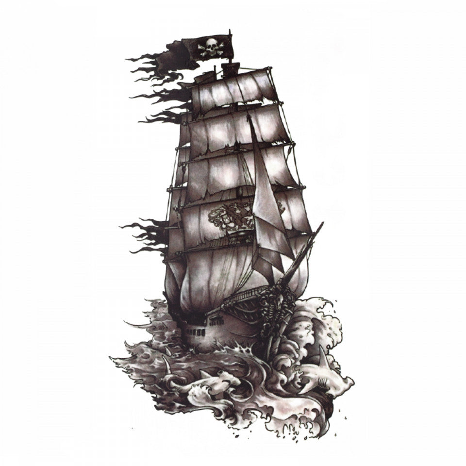 Tatuaj temporar, Nava piratilor, GF925, 17 x 10 cm