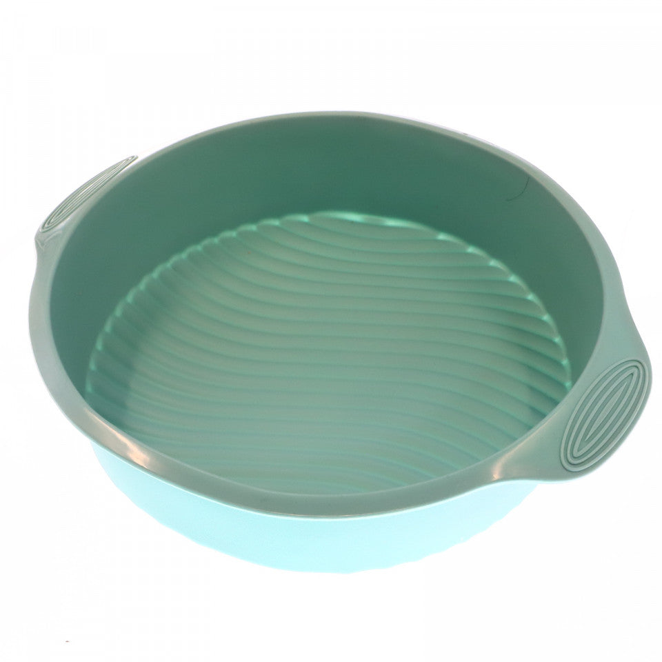 Tava pentru copt din silicon termorezistent, model rotund, 26 cm, Verde